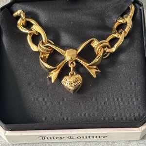 Juicy Couture Gold Bow and Heart Necklace